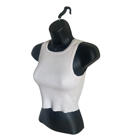 Kendall & Kylie Ribbed Cropped Tank Top XS Cream Casual Date Night Festival - Picture 3 of 6